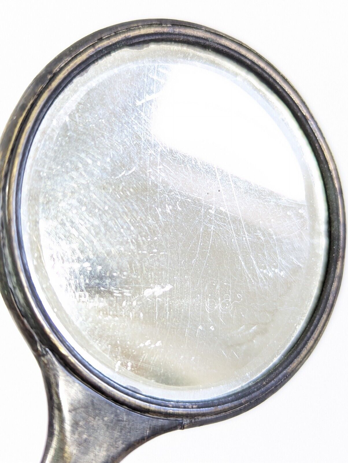 Antique Art Nouveau Silver Pocket Mirror - 4”
