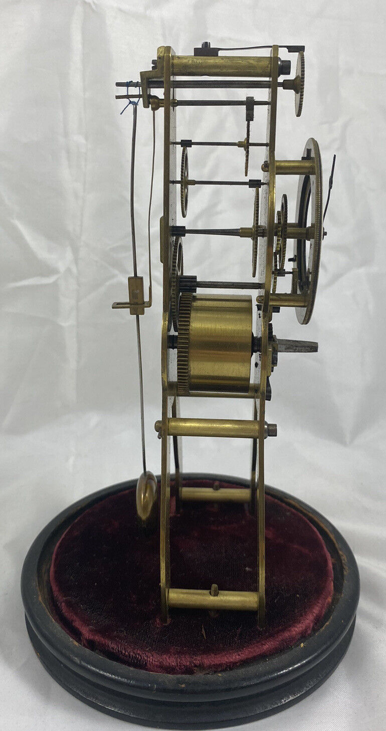 Pierret French Miniature Skeleton Clock 1800s Brass Dome