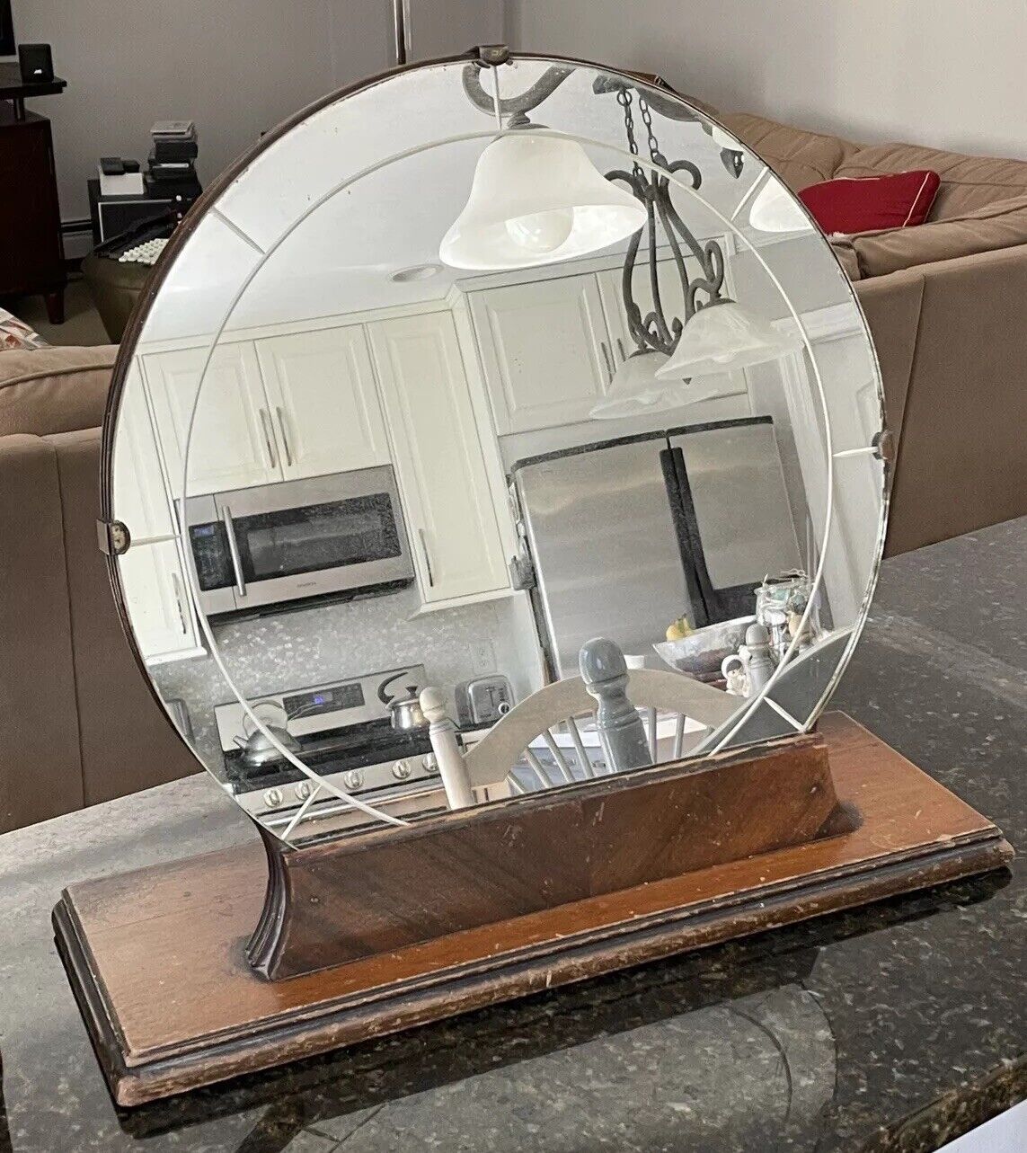 Antique Art Deco Travel Vanity Mirror 17"x19"x6
