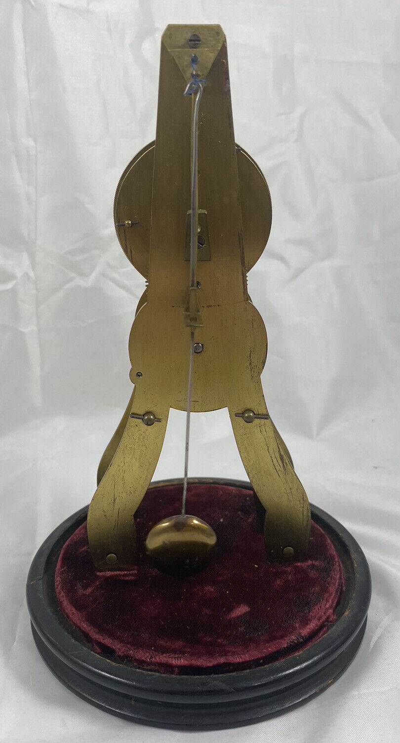 Pierret French Miniature Skeleton Clock 1800s Brass Dome