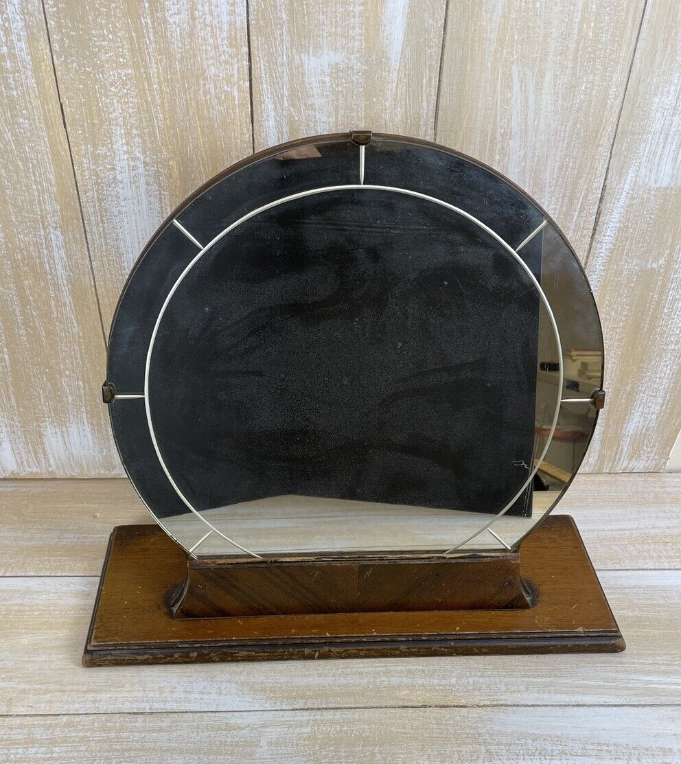 Antique Art Deco Travel Vanity Mirror 17"x19"x6
