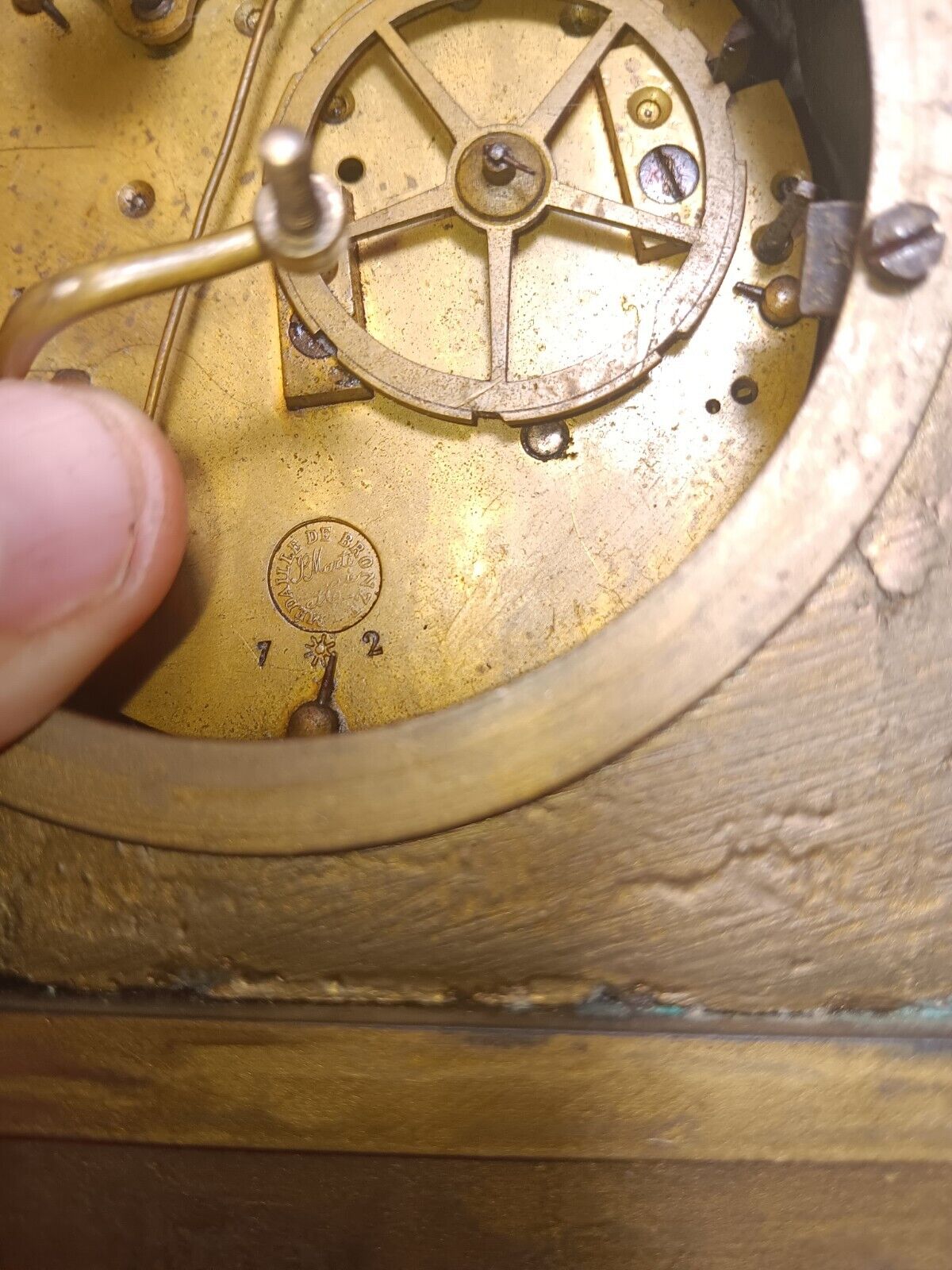 French Bronze Marble Mantel Clock 1800's Medaille De Bronze