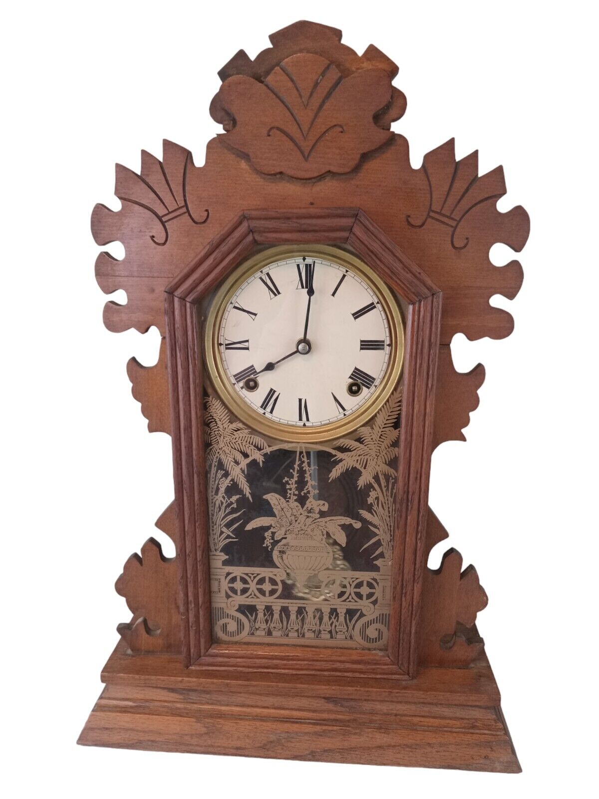 1800's S. LaRose Carved Victorian Gingerbread Shelf Clock