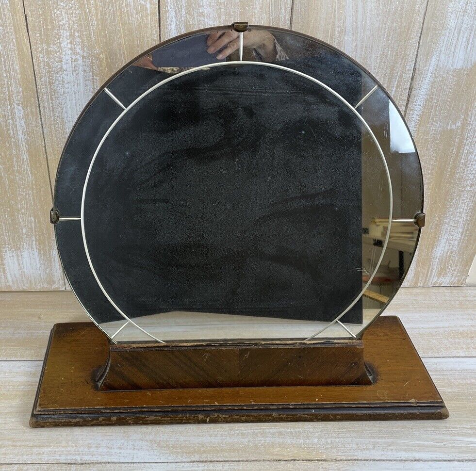 Antique Art Deco Travel Vanity Mirror 17"x19"x6