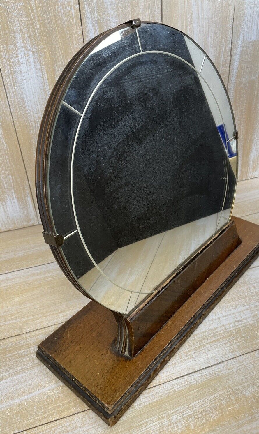 Antique Art Deco Travel Vanity Mirror 17"x19"x6