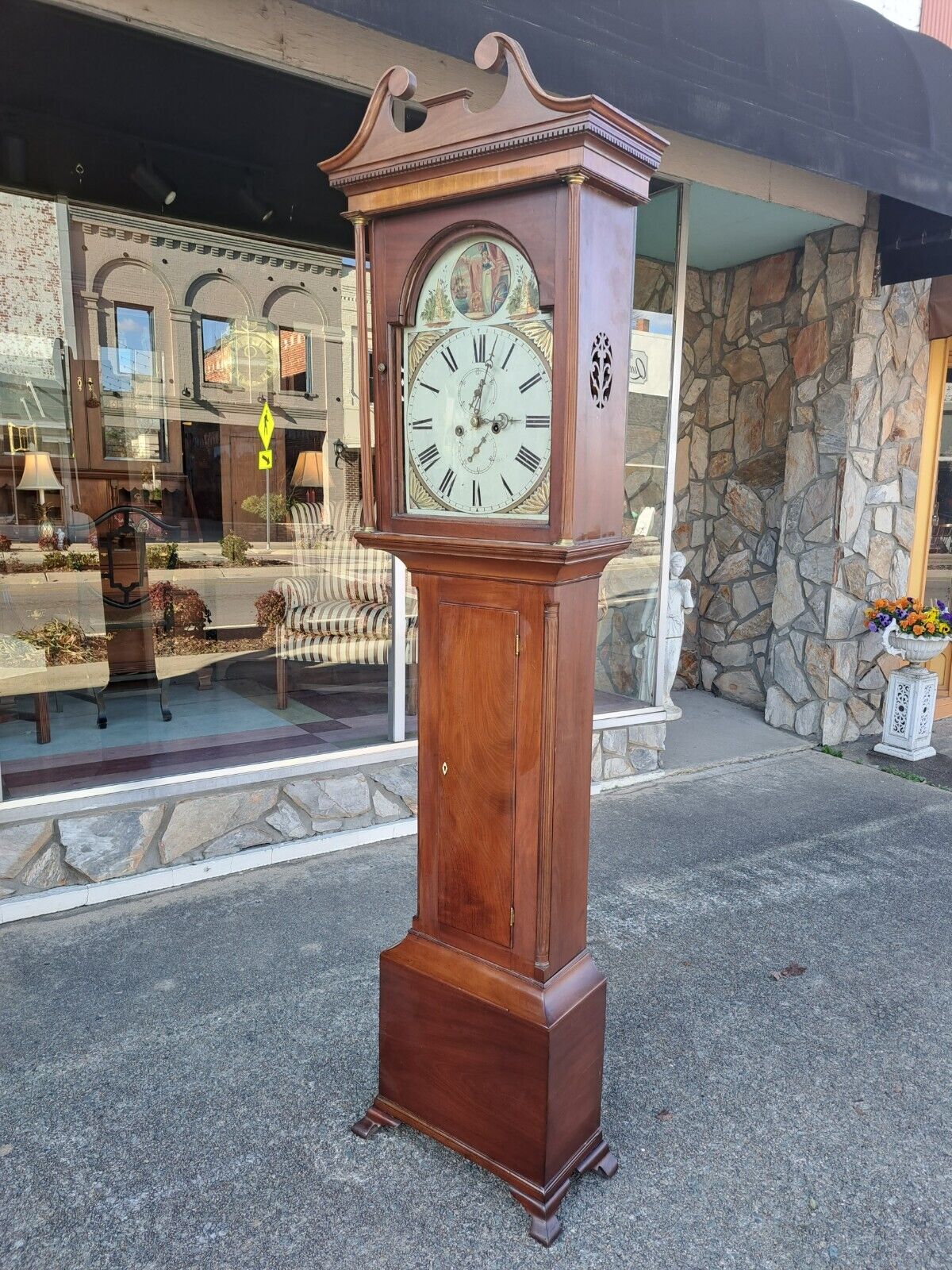 Elegant 19th Century English Mahogany Tall Case Clock