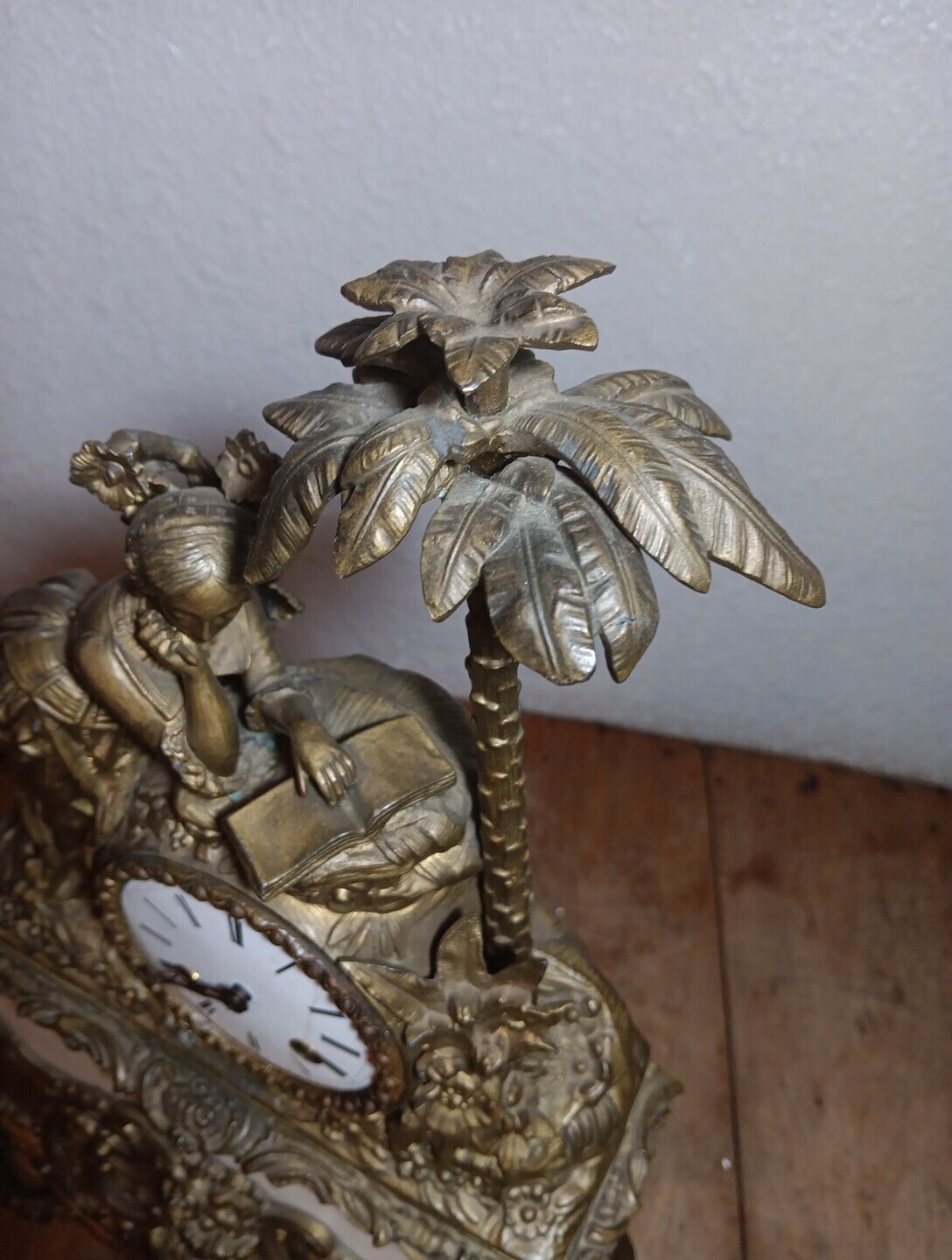 French Bronze Marble Mantel Clock 1800's Medaille De Bronze