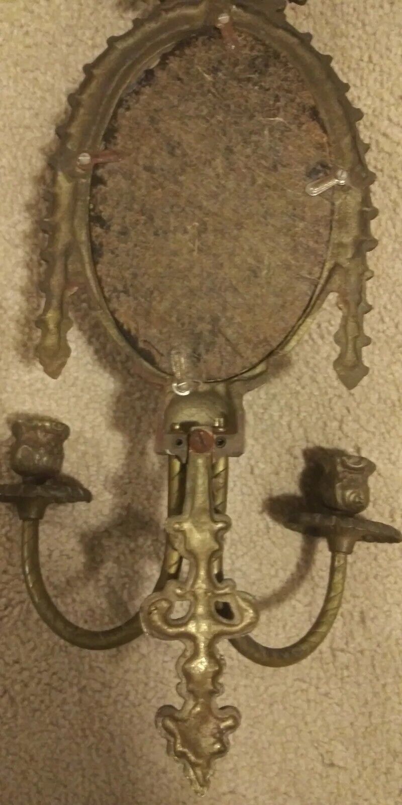 Antique brass wall sconse candle holder with "S" embossed