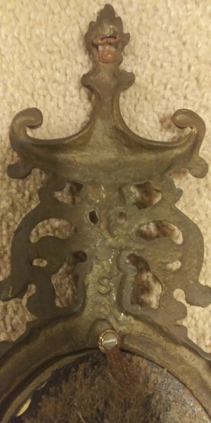 Antique brass wall sconse candle holder with "S" embossed