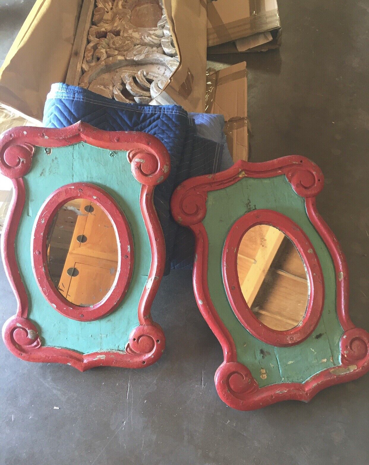 Antique Herschell Spillman Carnival Carousel Mirrors - Folk Art