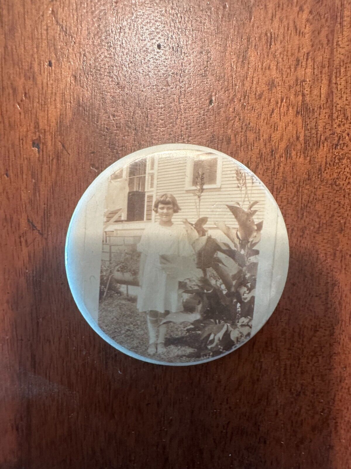 Antique Pocket Mirror - Early 1900s Young Girl