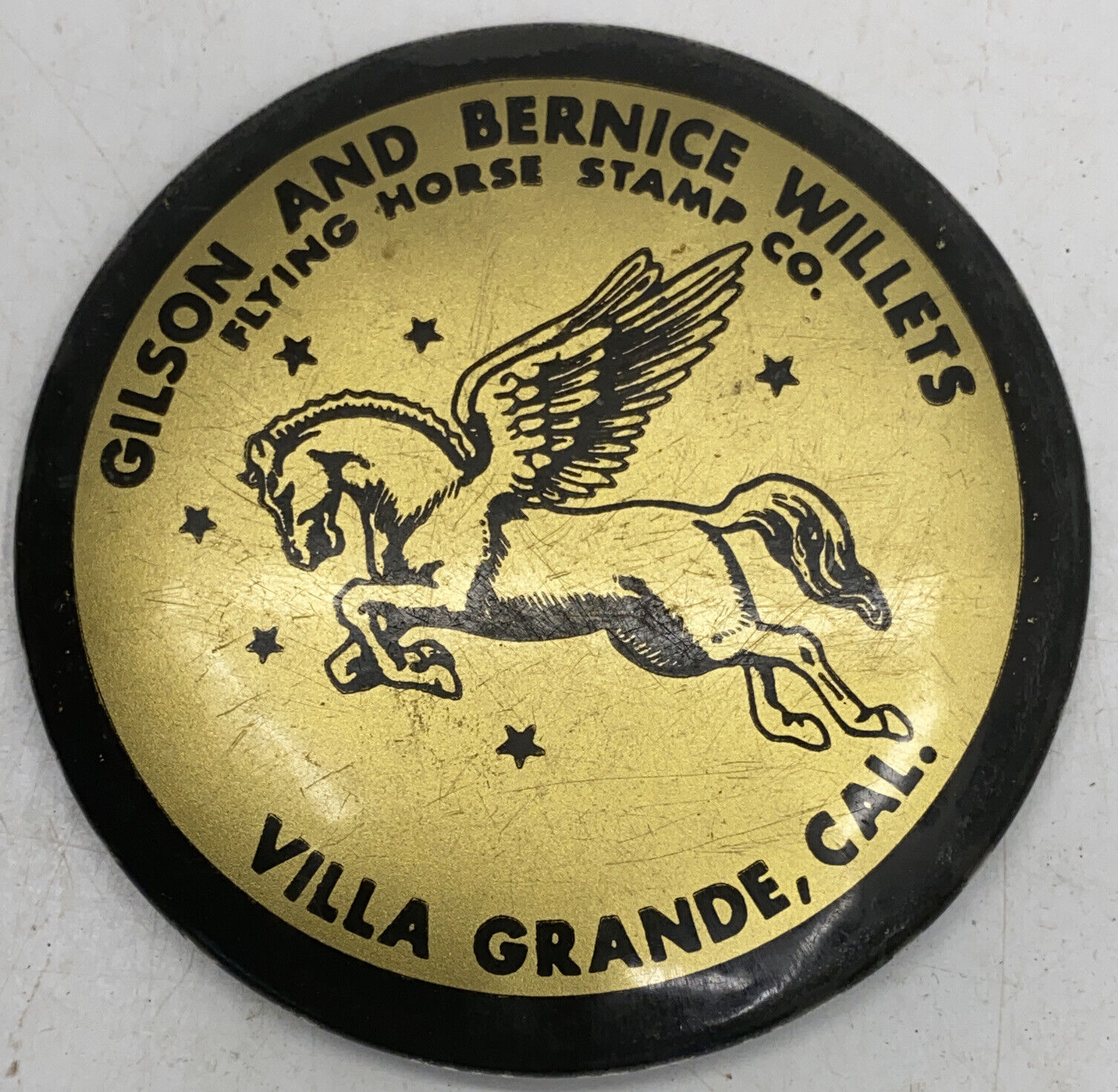 Early 1900s Advertising Pocket Mirror - Flying Horse Stamp Co