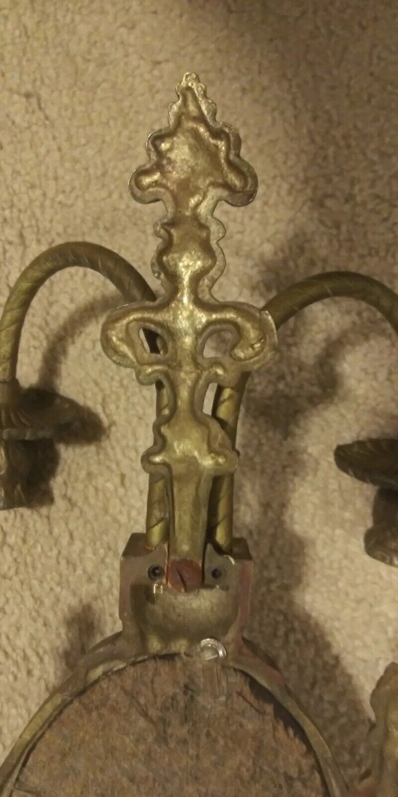 Antique brass wall sconse candle holder with "S" embossed