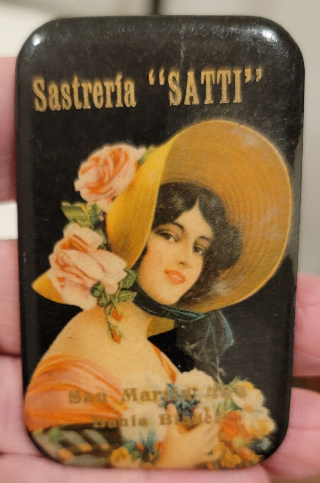 Vintage Sastreria "SATTI" Pocket Advertising Mirror