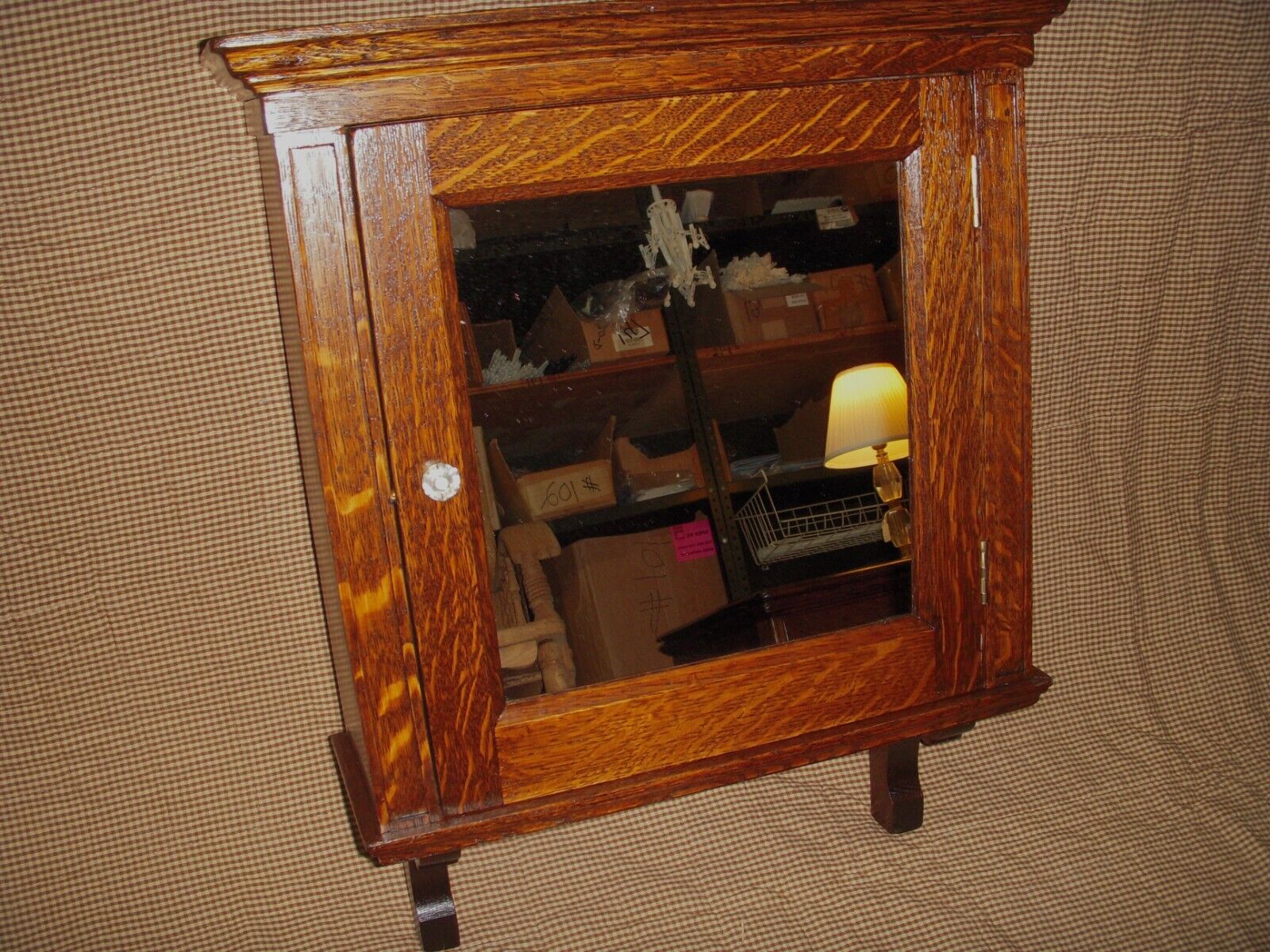 Refinished Oak Medicine Cabinet with 1900's Mirror Door