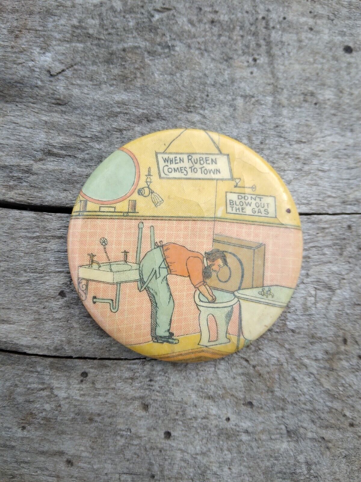Vintage Toilet Humor Pocket Mirror from 1900s