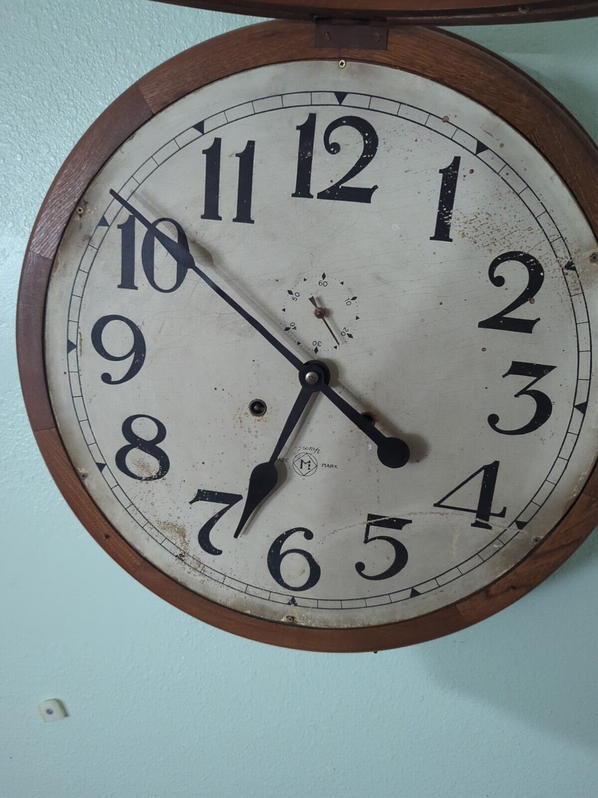 1800's Railroad Gallery Clock 19.75" Oak Case Antique