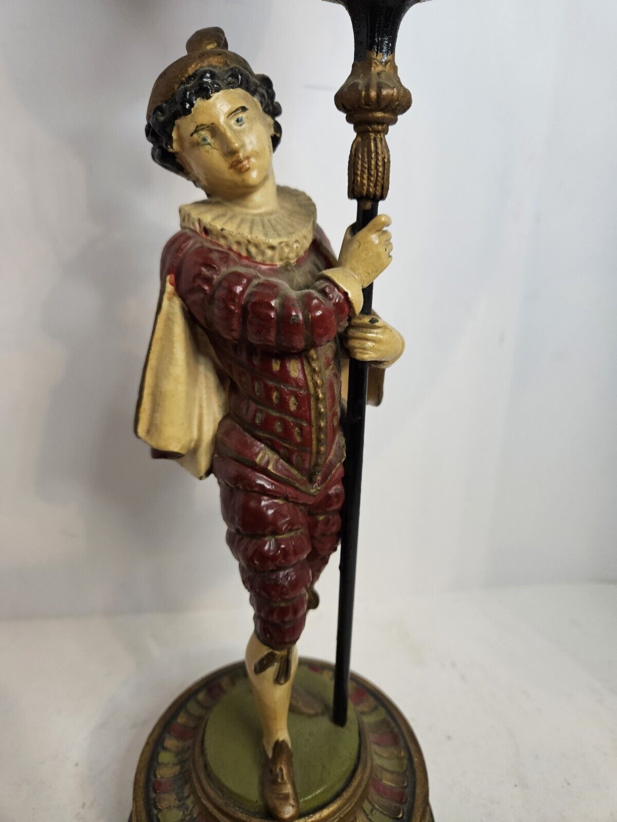1800's French Candle Illuminated Figural Victorian Clock Statue