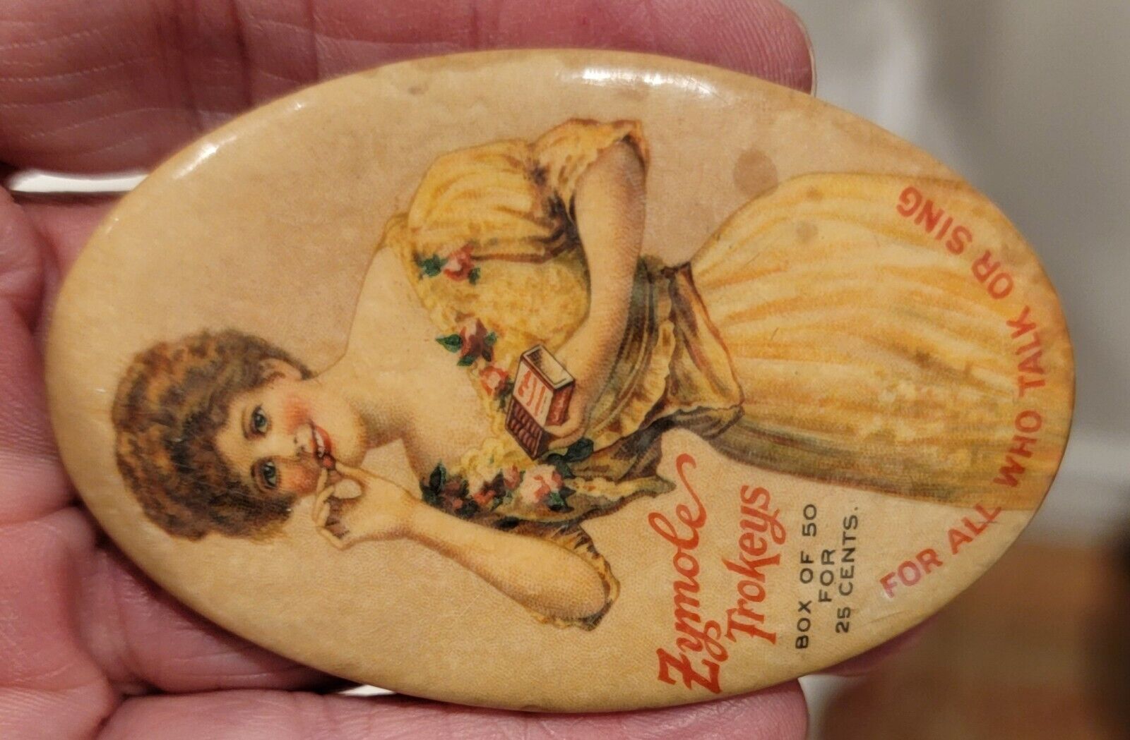 Vintage Zymole Trokeys Pocket Advertising Mirror 1900's Antique