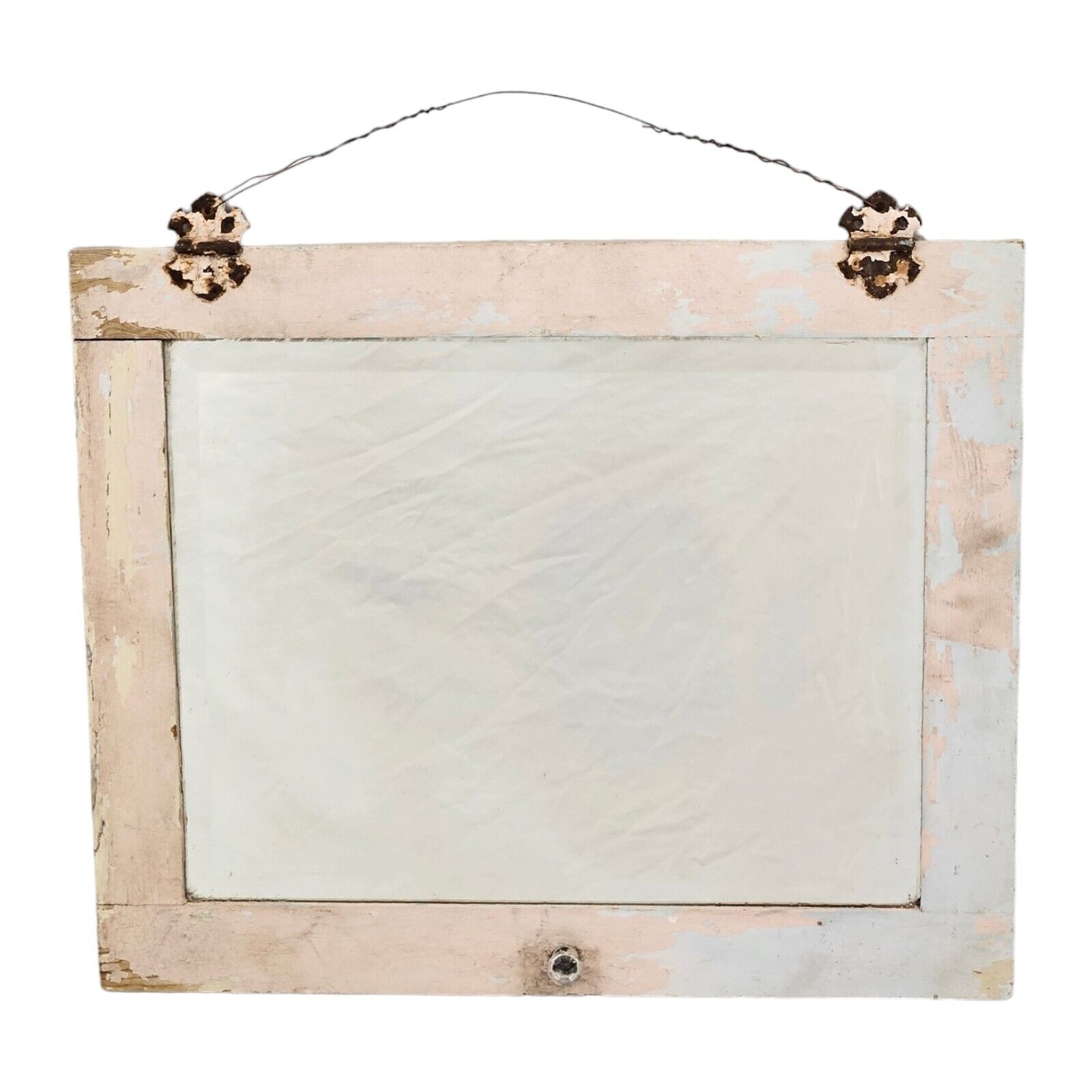1900s French Farmhouse Beveled Wall Mirror Cabinet Door