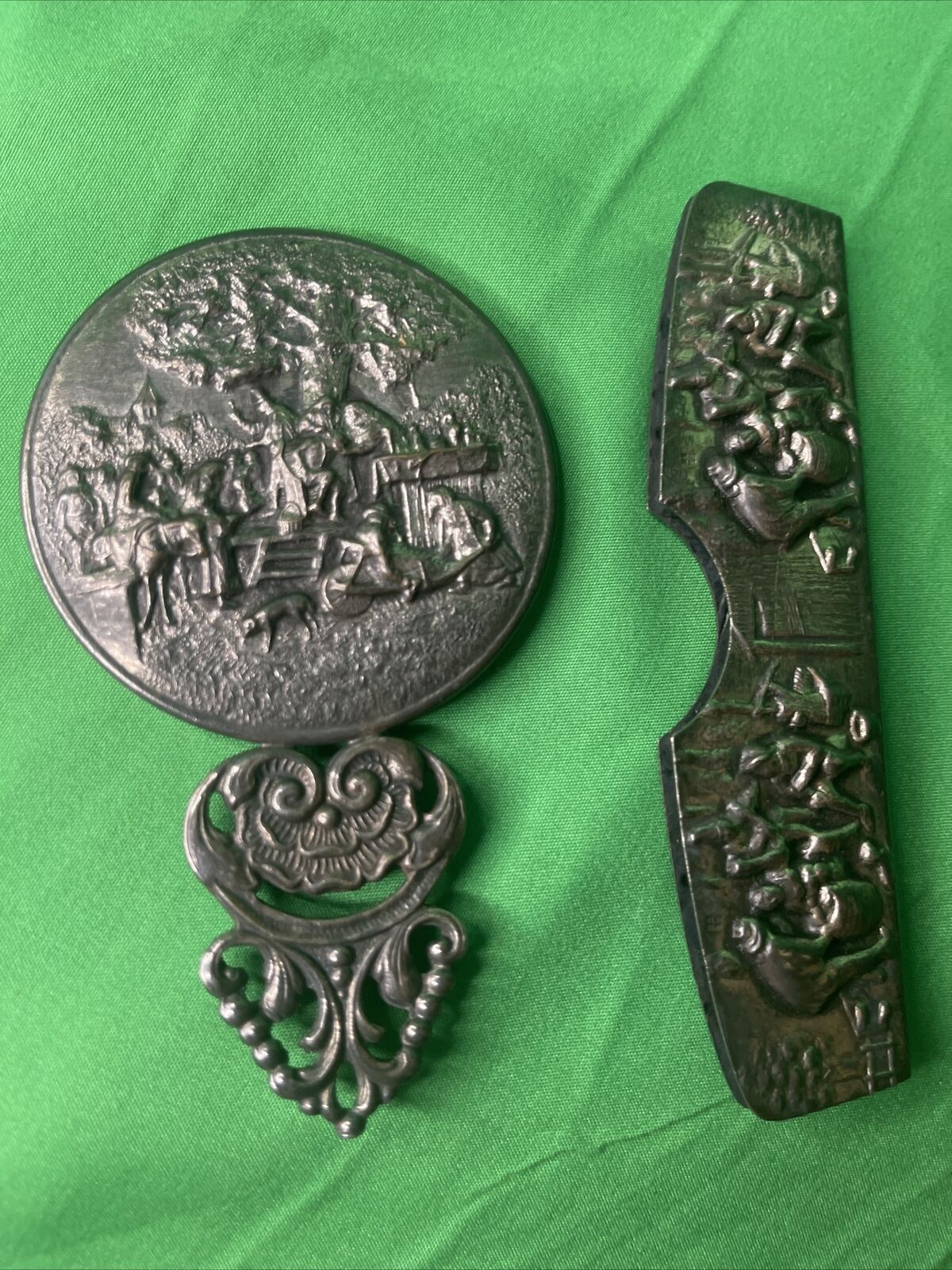 Hans Jensen Denmark Silver Plated Repousse Hand Mirror