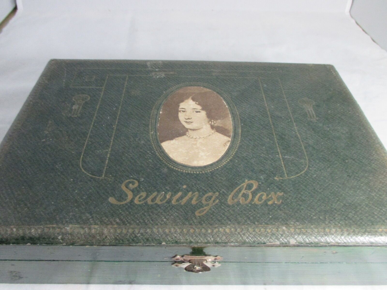 Antique 12pc Mirrored Sewing Etui Box c1800's