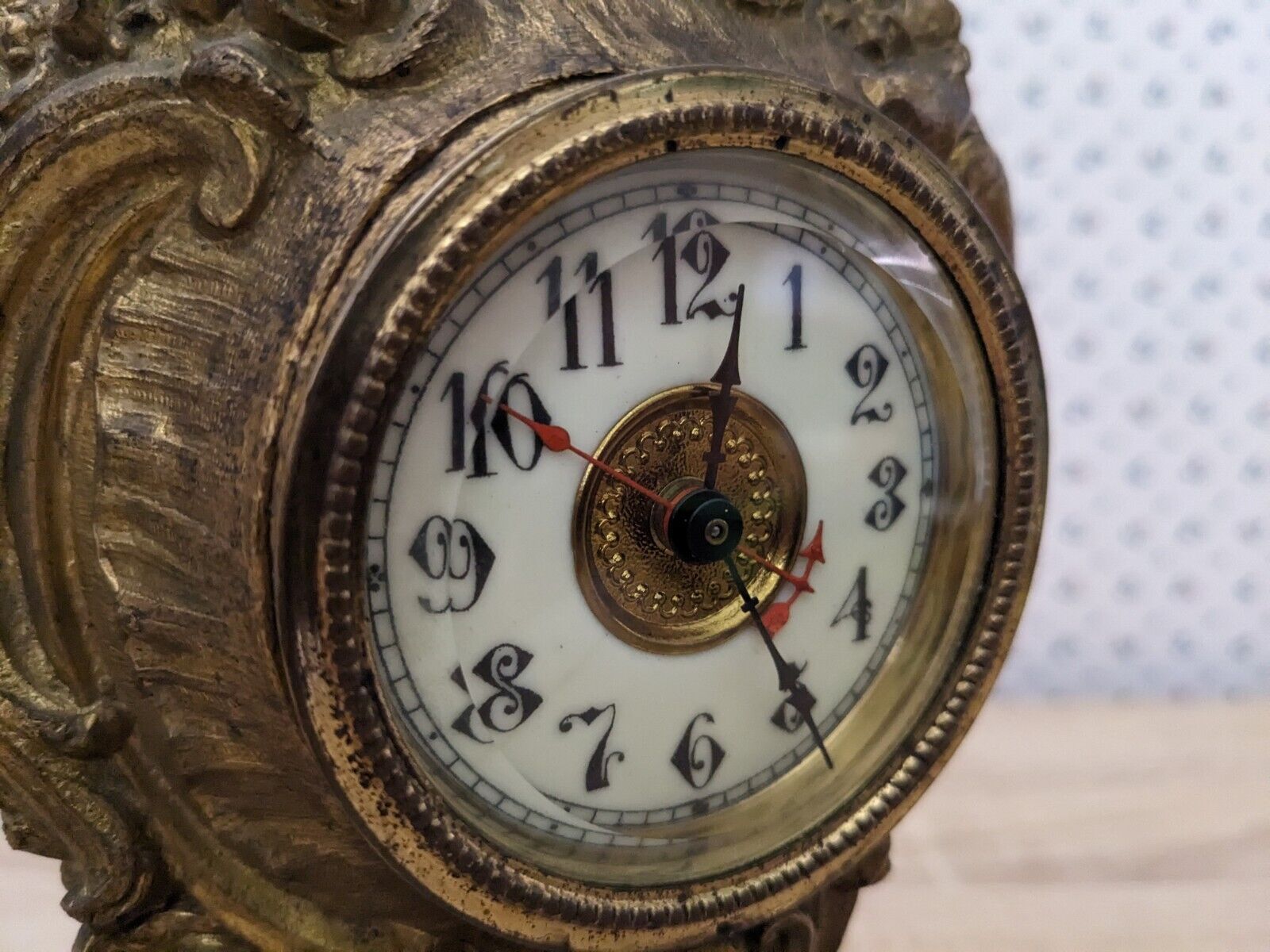 Victorian Rococo Gilt Mantle Clock Ornate 1800s Antique