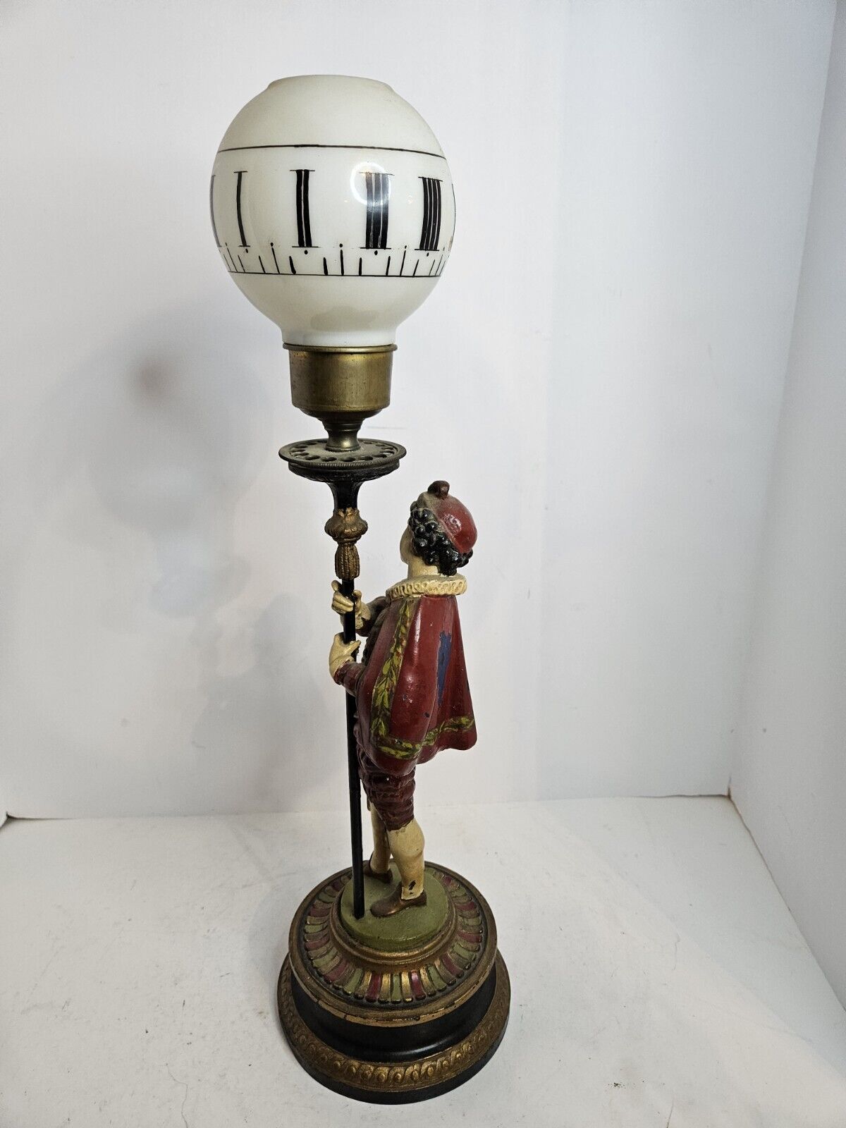 1800's French Candle Illuminated Figural Victorian Clock Statue