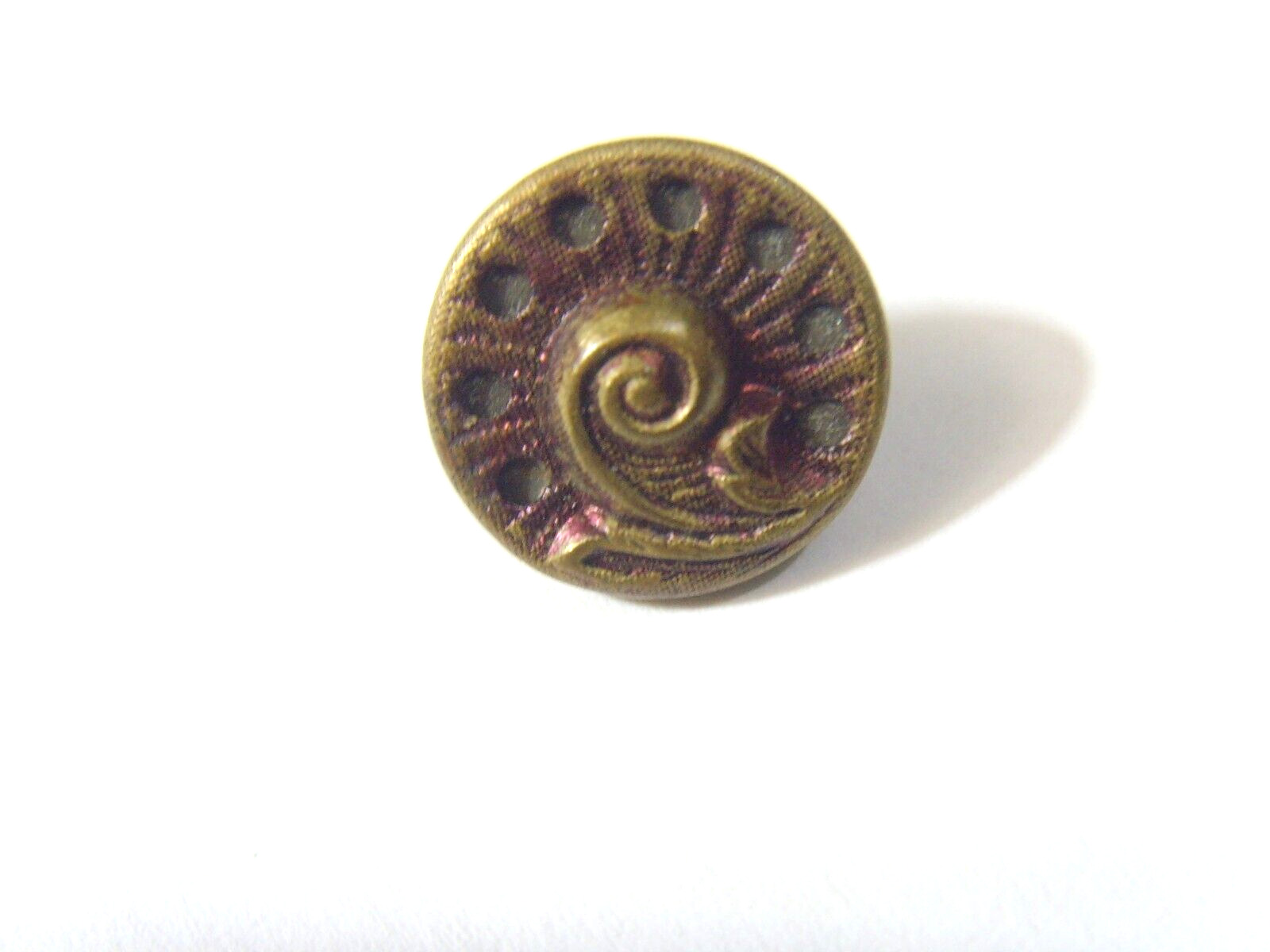 1800s metal floral botanical collector button with mirror