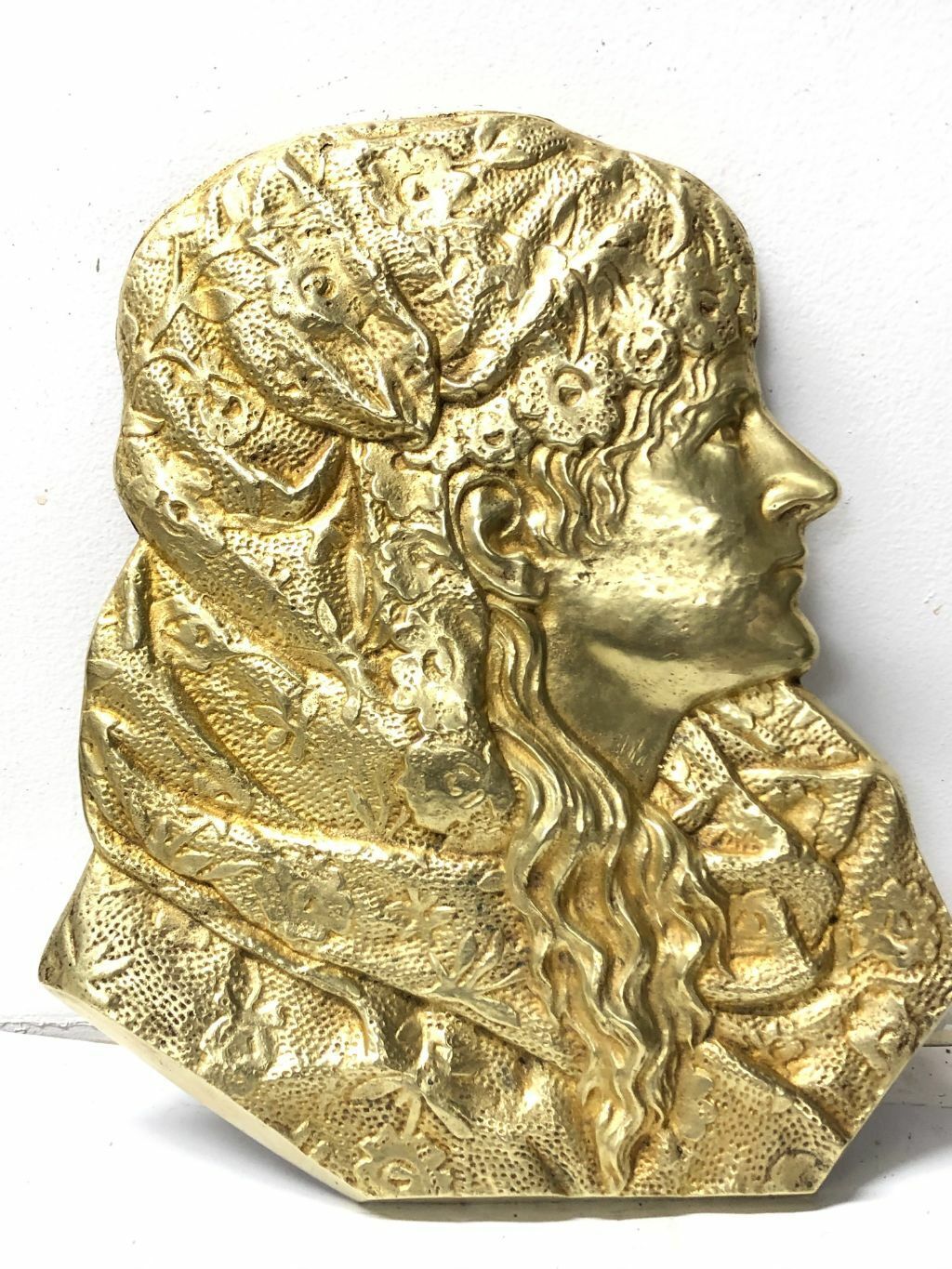 Victorian Woman Brass Wall Hanging - Antique Decor