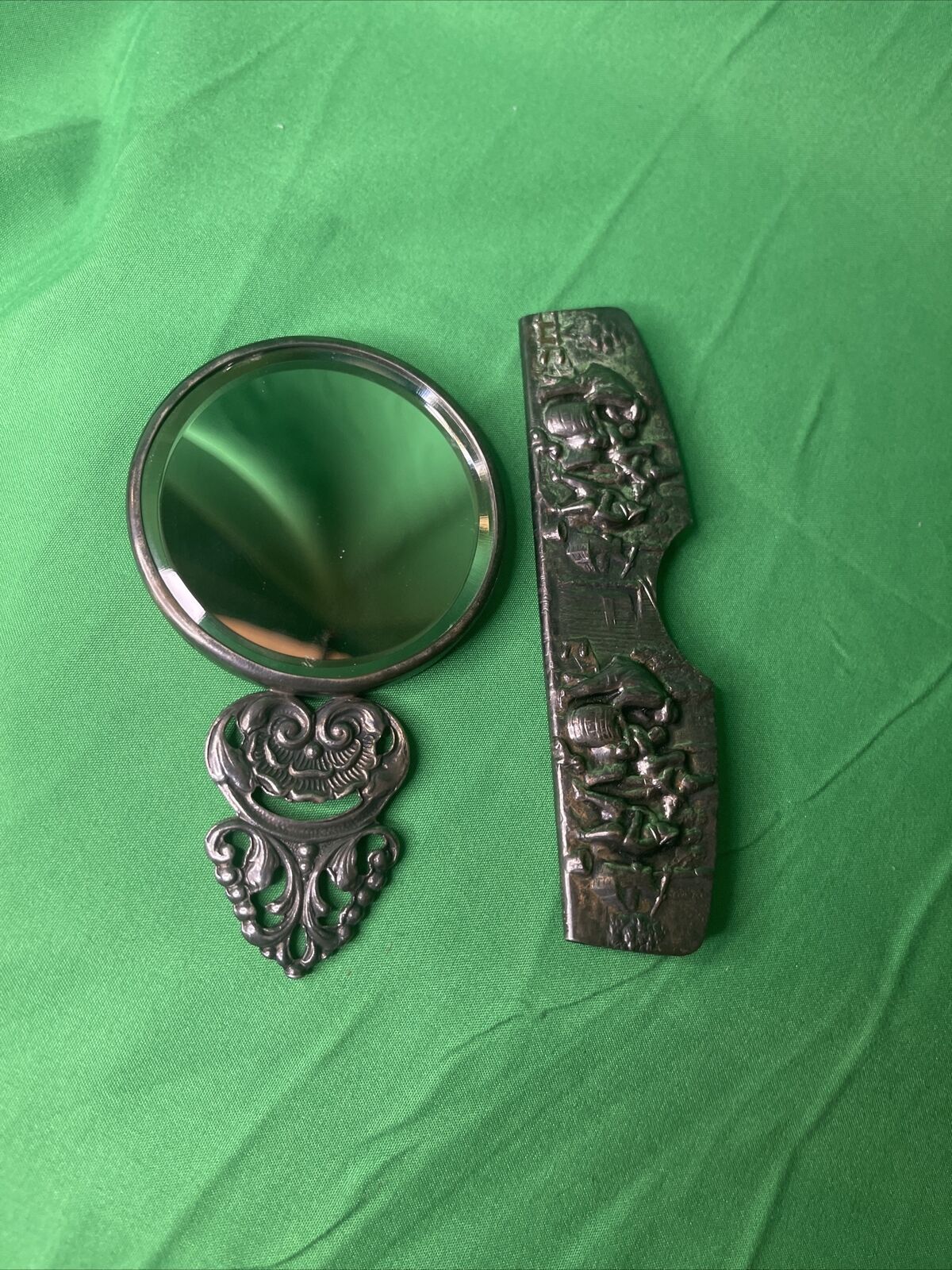 Hans Jensen Denmark Silver Plated Repousse Hand Mirror