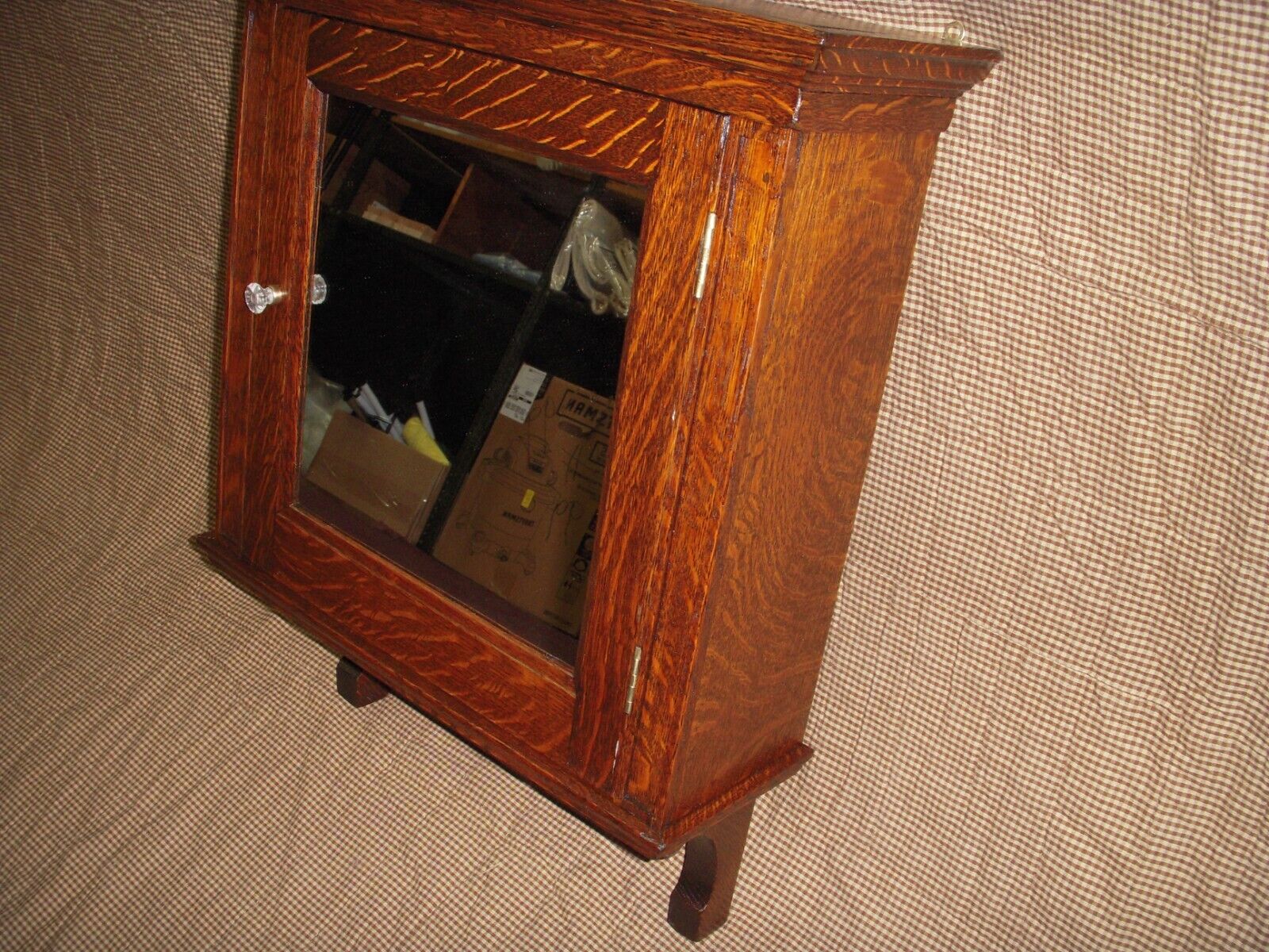 Refinished Oak Medicine Cabinet with 1900's Mirror Door