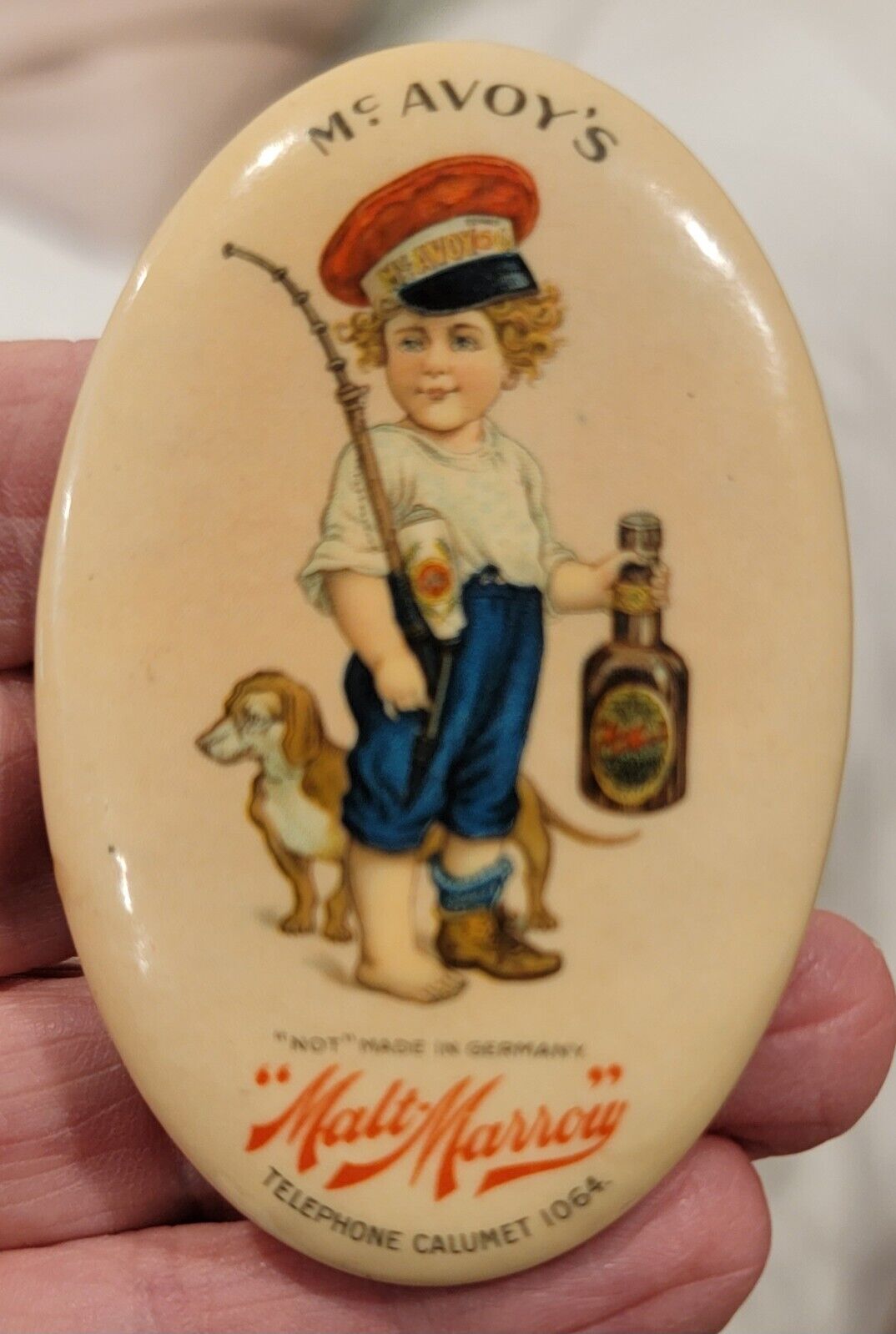 Vintage McAVOY'S MALT-MARROW Pocket Advertising Mirror