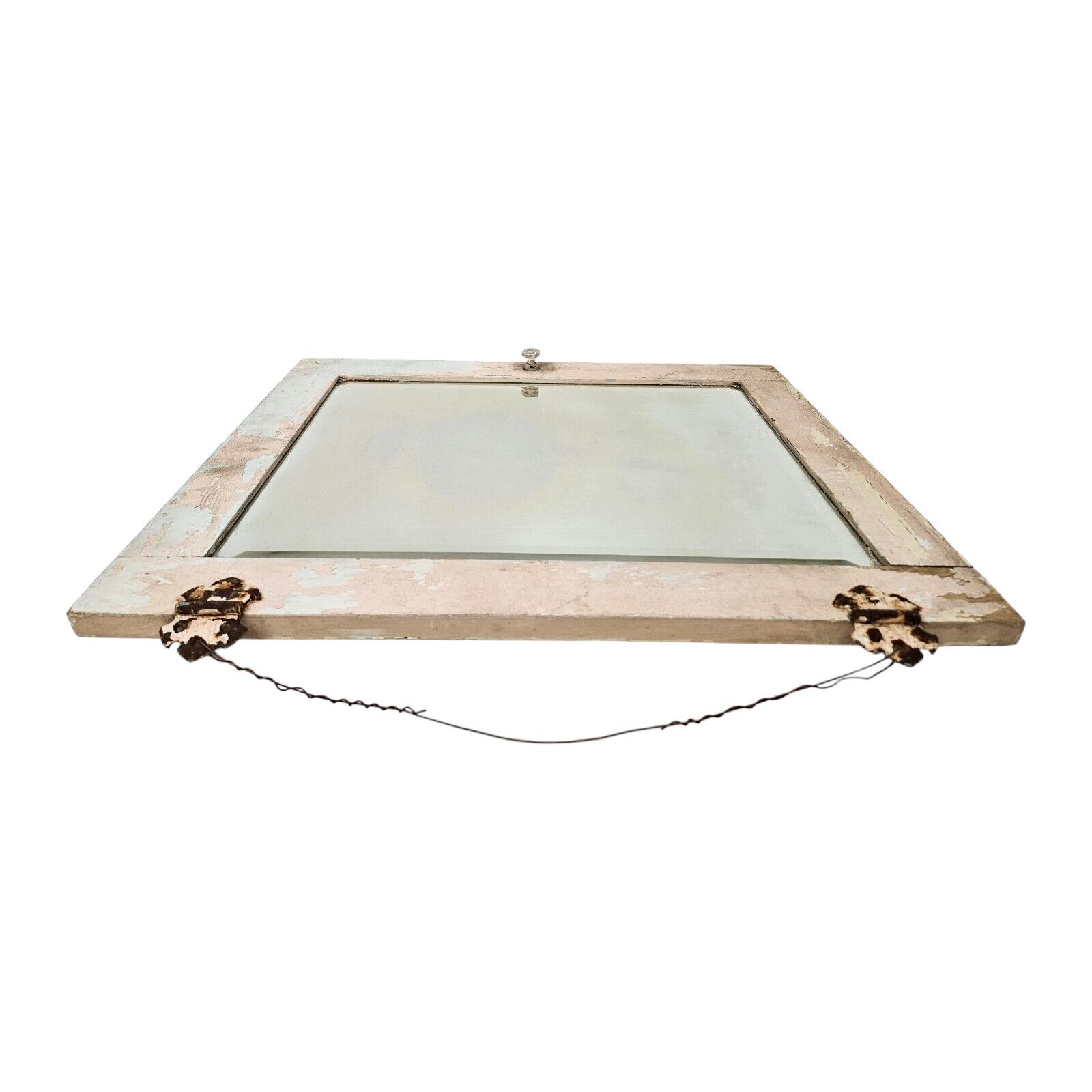 1900s French Farmhouse Beveled Wall Mirror Cabinet Door