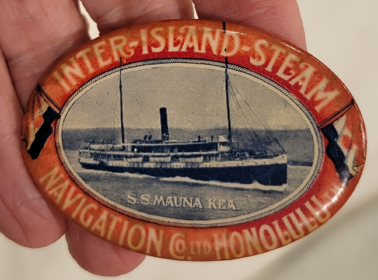 Vintage Hawaiian Inter-Island Steam Advertising Mirror