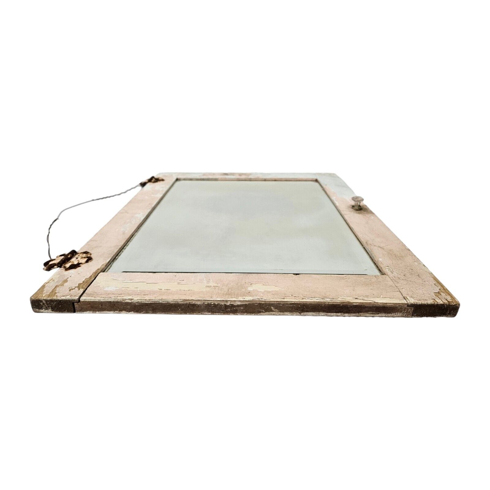 1900s French Farmhouse Beveled Wall Mirror Cabinet Door