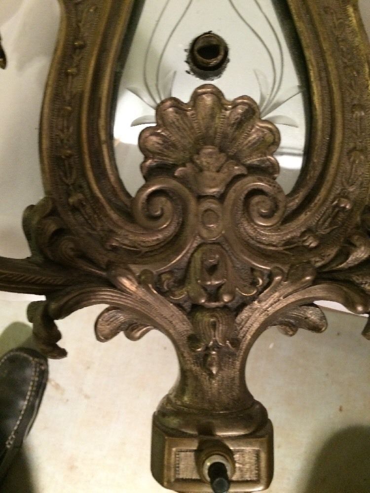 Pair of Early 1900's Antique Angel Mirror Sconces