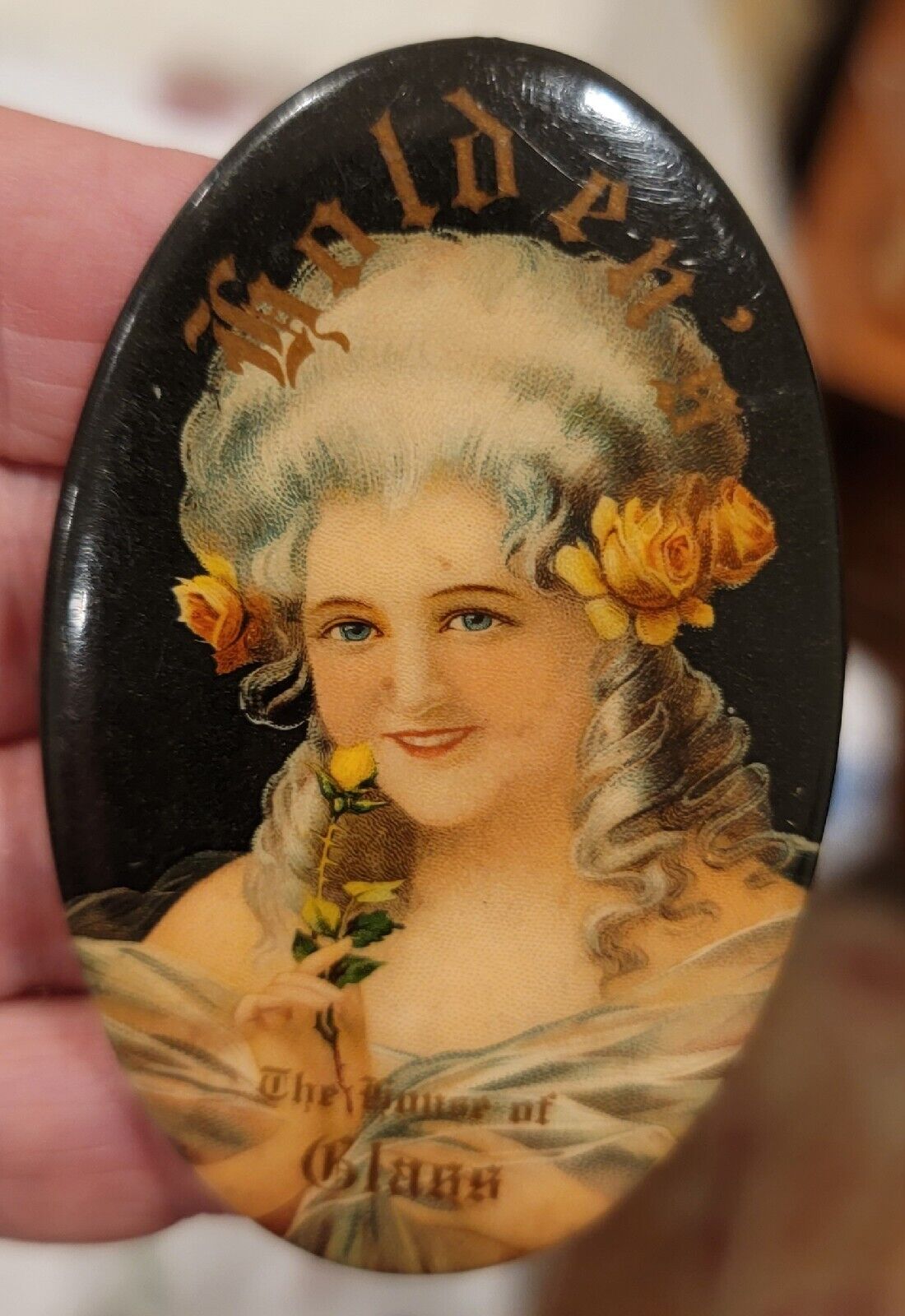 Early 1900's GOLDEN'S HOUSE OF GLASS Pocket Mirror