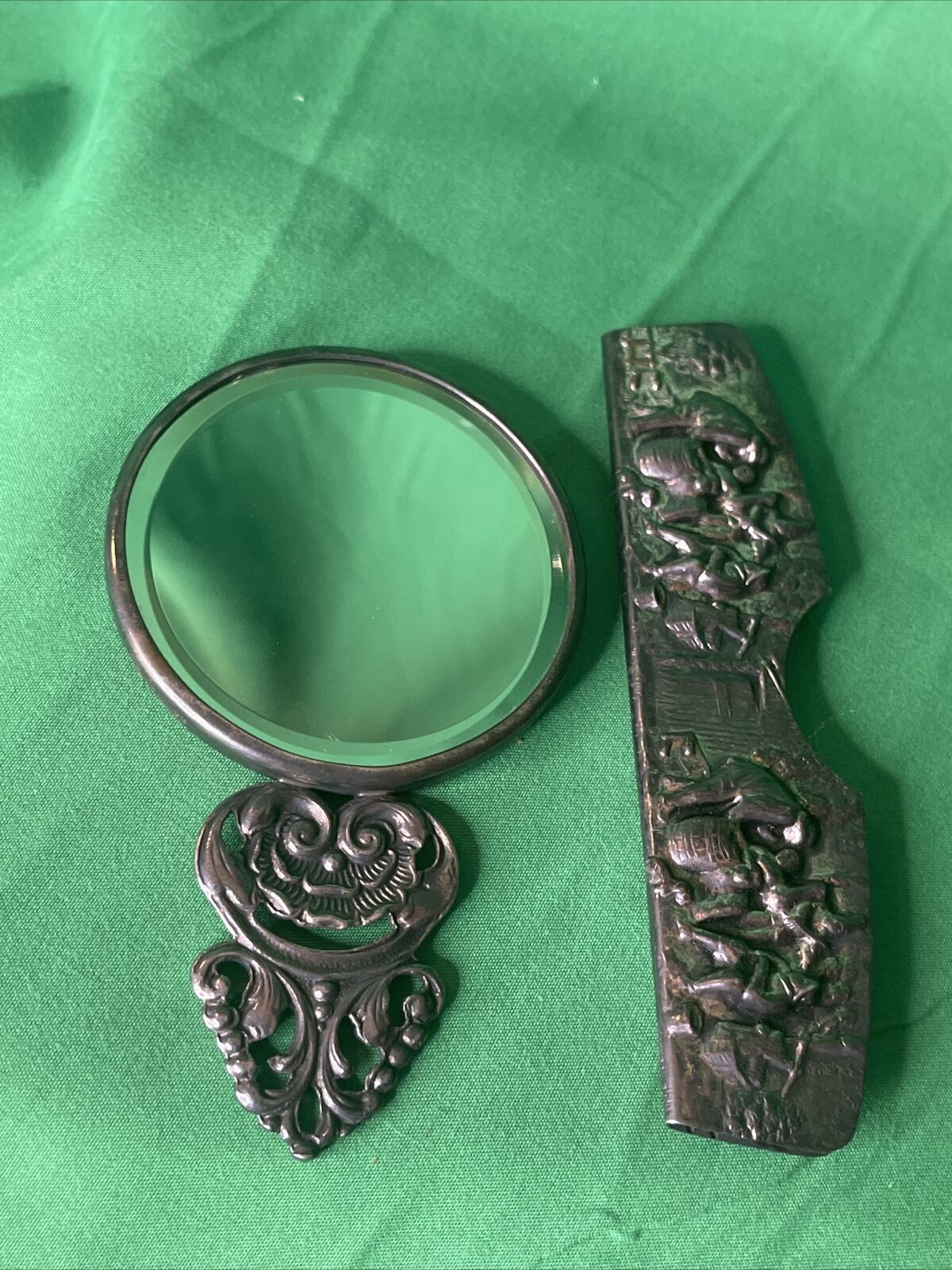 Hans Jensen Denmark Silver Plated Repousse Hand Mirror