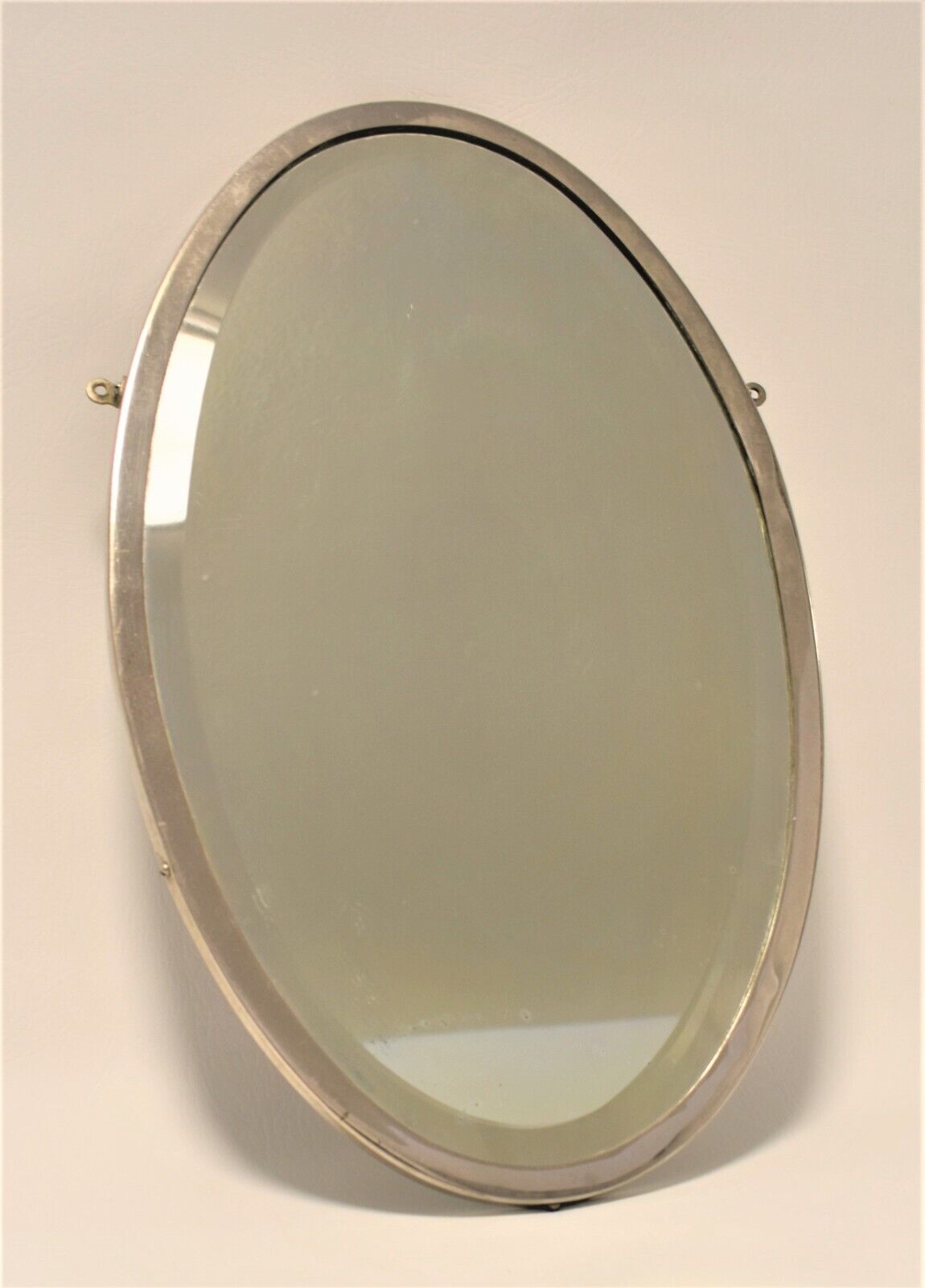 1900s Brass Oval Wall Mirror Industrial Steampunk Victorian