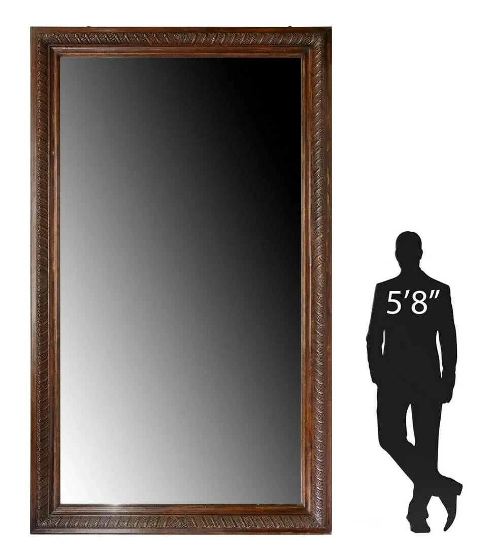 Monumental Italian Wood-Framed Antique Mirror 1800s 106" x 62.5