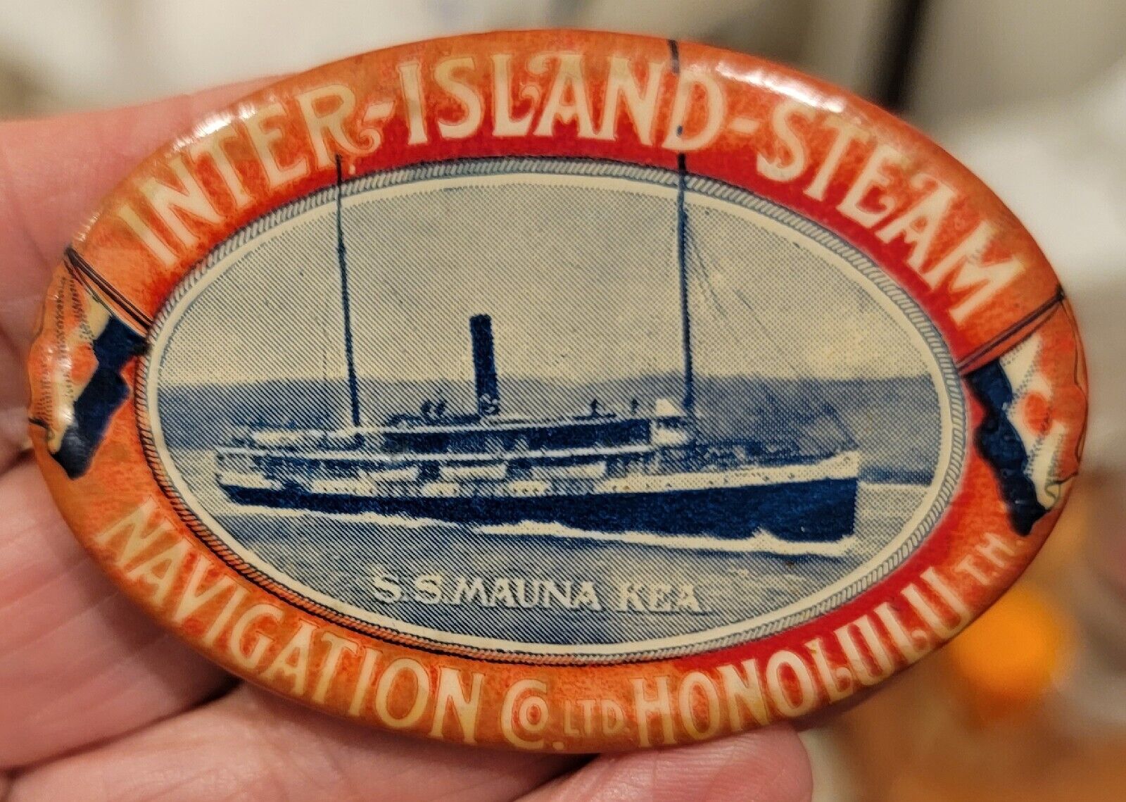 Vintage Hawaiian Inter-Island Steam Advertising Mirror