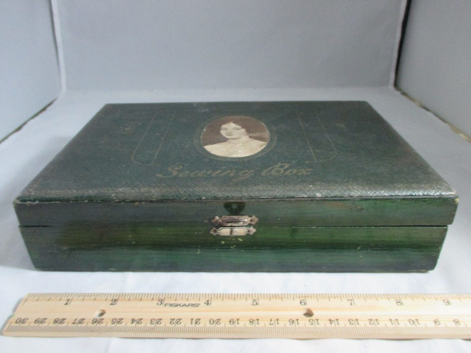 Antique 12pc Mirrored Sewing Etui Box c1800's