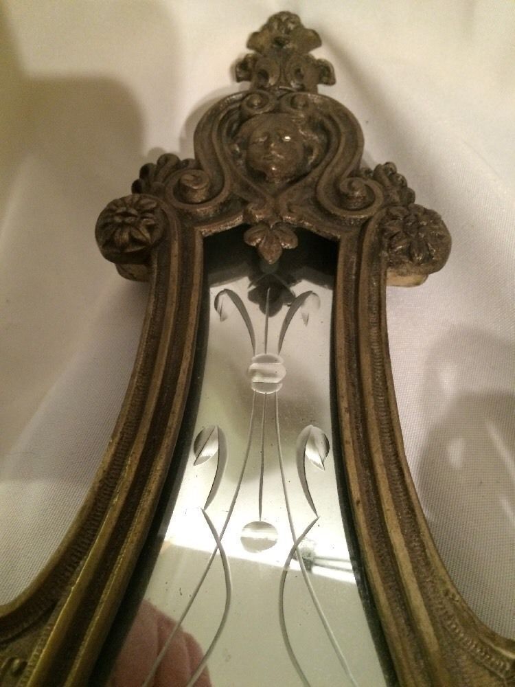 Pair of Early 1900's Antique Angel Mirror Sconces