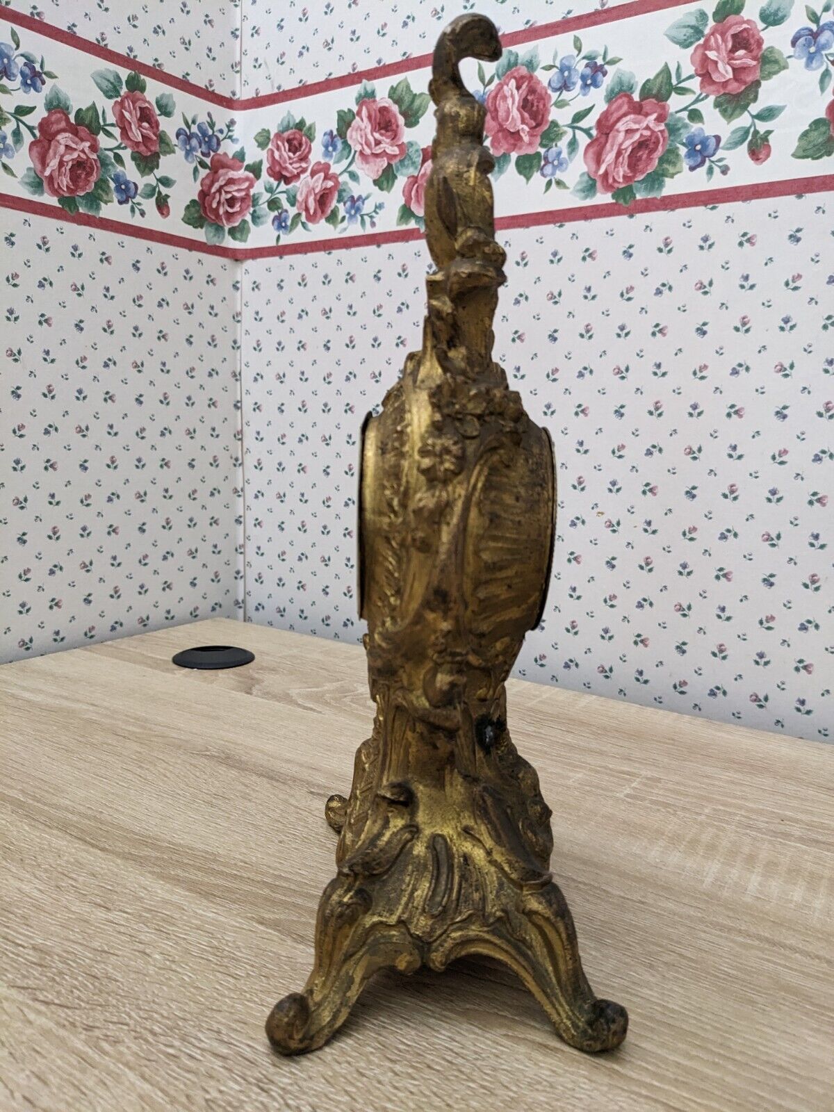 Victorian Rococo Gilt Mantle Clock Ornate 1800s Antique