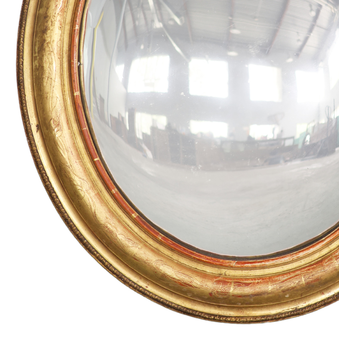 Antique 18th Century Witch Mirror in Gilt Frame