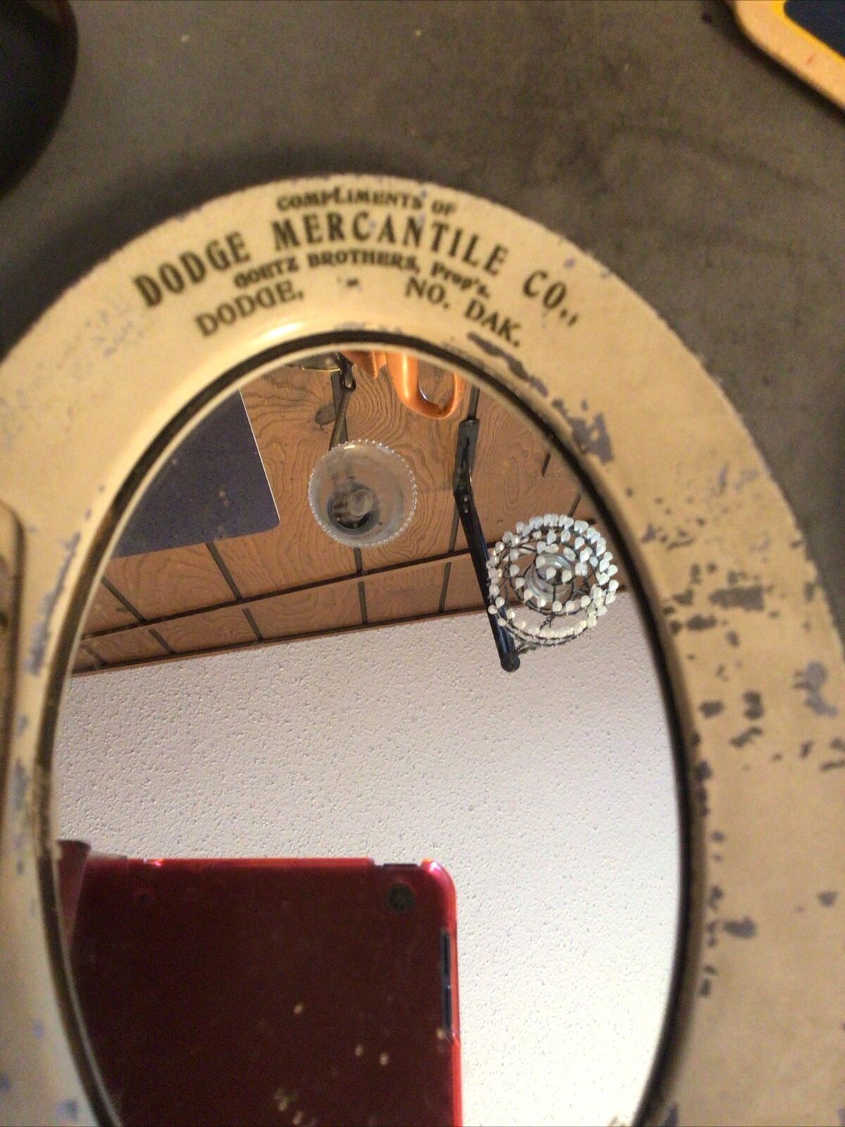 Vintage 1900's Dodge Mercantile Advertising Mirror 7.5" Oval