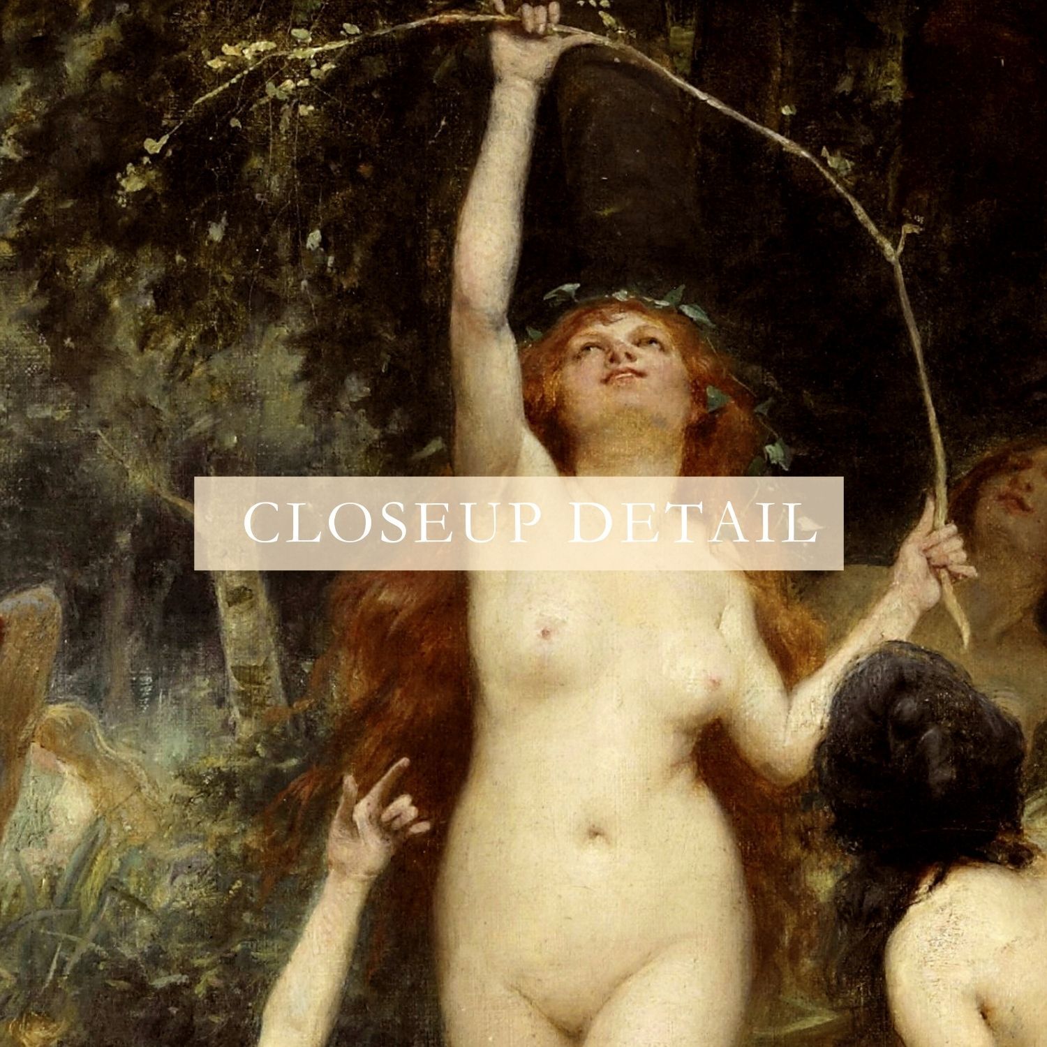 1800s Nymphs Forest Vintage Painting Giclee Print