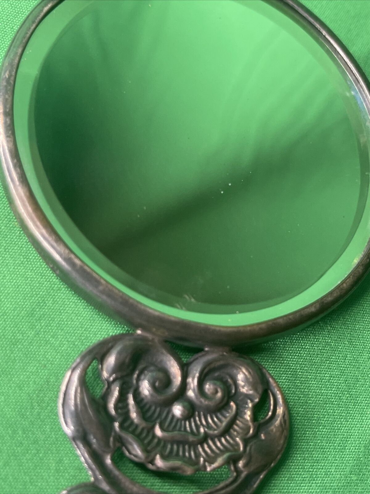 Hans Jensen Denmark Silver Plated Repousse Hand Mirror