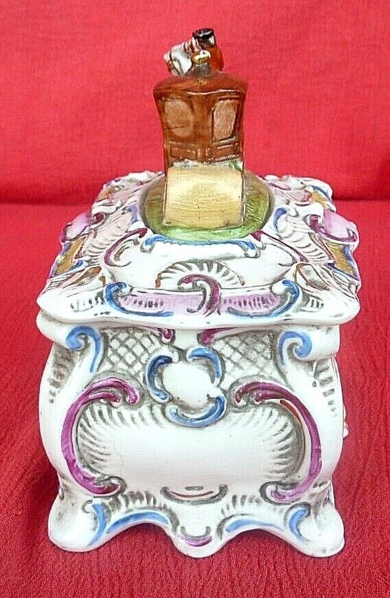 GERMAN Export Porcelain Trinket Box with Horse & Carriage